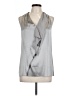 Vince. Silver Sleeveless Silk Top Size L - photo 1