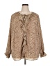 Torrid 100% Polyester Animal Print Brown Long Sleeve Blouse Size 3X Plus (3) - photo 1