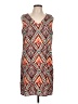Renee C. 100% Polyester Print Orange Casual Dress Size L - photo 1