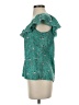 Fei 100% Silk Teal Short Sleeve Silk Top Size 2 - photo 5