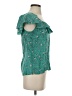 Fei 100% Silk Teal Short Sleeve Silk Top Size 2 - photo 4