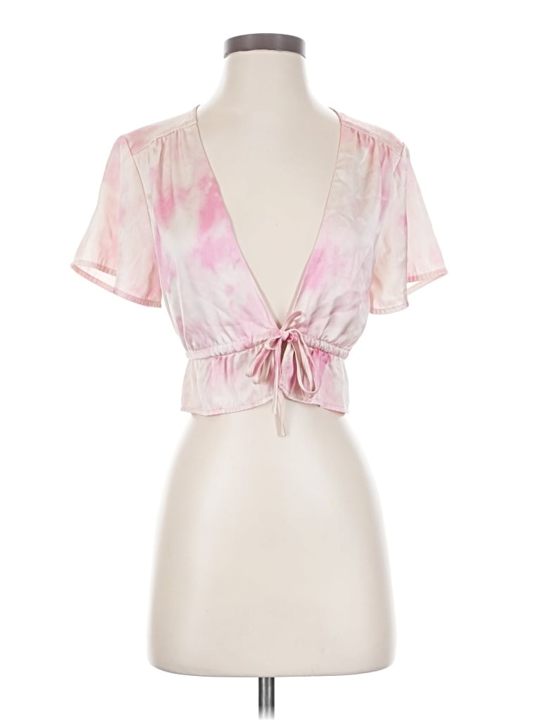 Pre-owned American Threads Short Sleeve Blouse In Pink