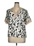 Mode 100% Polyester Animal Print Ivory Short Sleeve Blouse Size 1X - photo 1