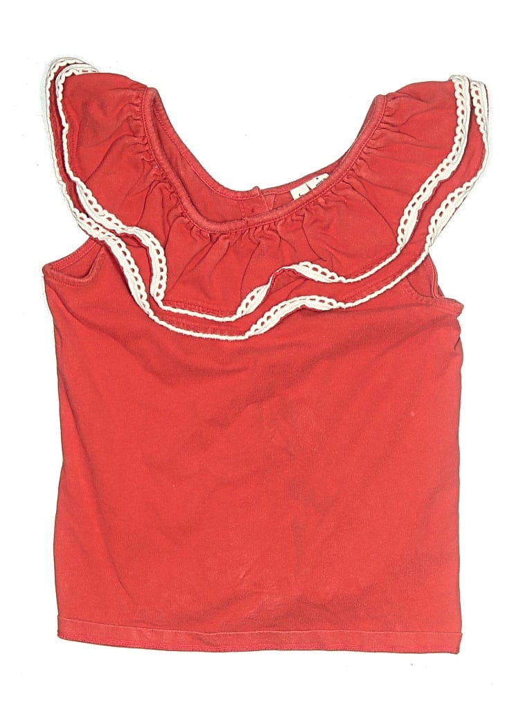 Pre-owned Janie And Jack Kids' Tank Top Red Ruffles Neckline Tops