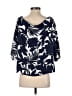 Ann Taylor 100% Polyester Blue 3/4 Sleeve Blouse Size S - photo 2