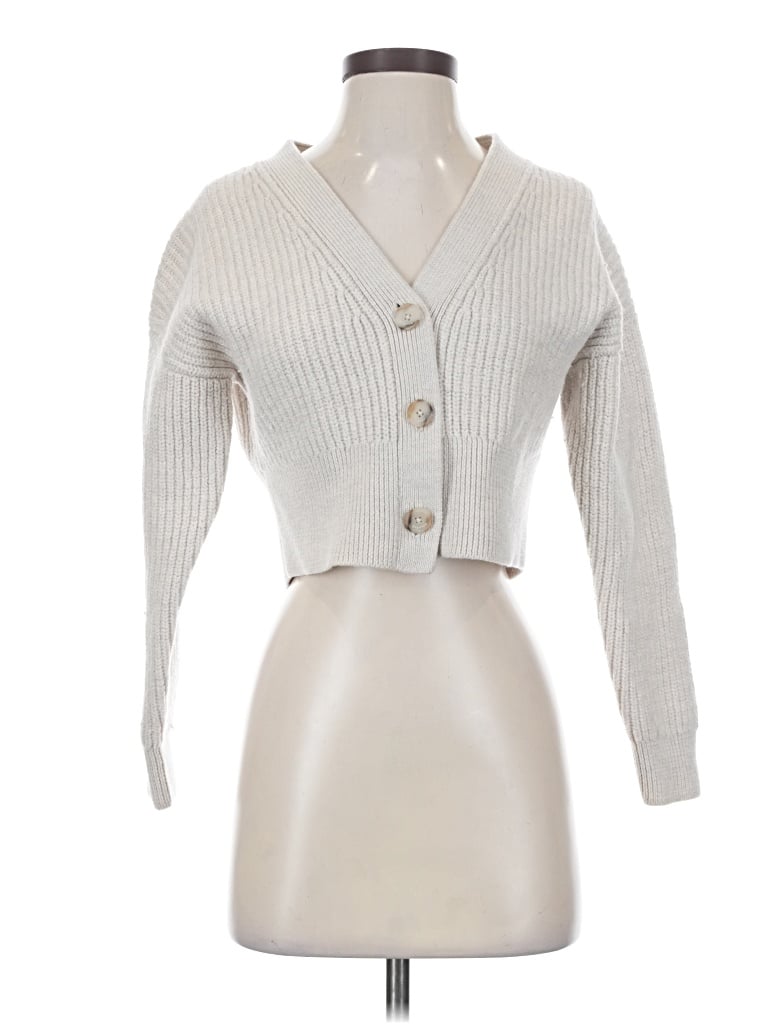 Pre-owned Babaton Wool Cardigan Sweater In Silver