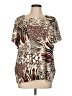 Alfred Dunner Animal Print Ivory Short Sleeve Blouse Size L - photo 1