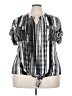 Adrienne Vittadini Houndstooth Black Short Sleeve Blouse Size 3X - photo 1