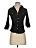 Max Studio 100% Cotton Black 3/4 Sleeve Button-Down Shirt Size XS - photo 1