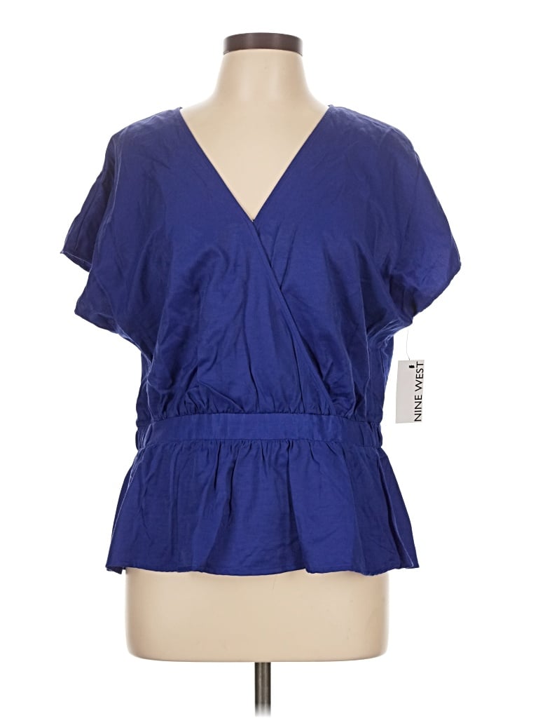 Nine West Short Sleeve Blouse In Blue