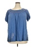 Unbranded Blue Short Sleeve Blouse Size XXL (estimated) - photo 1