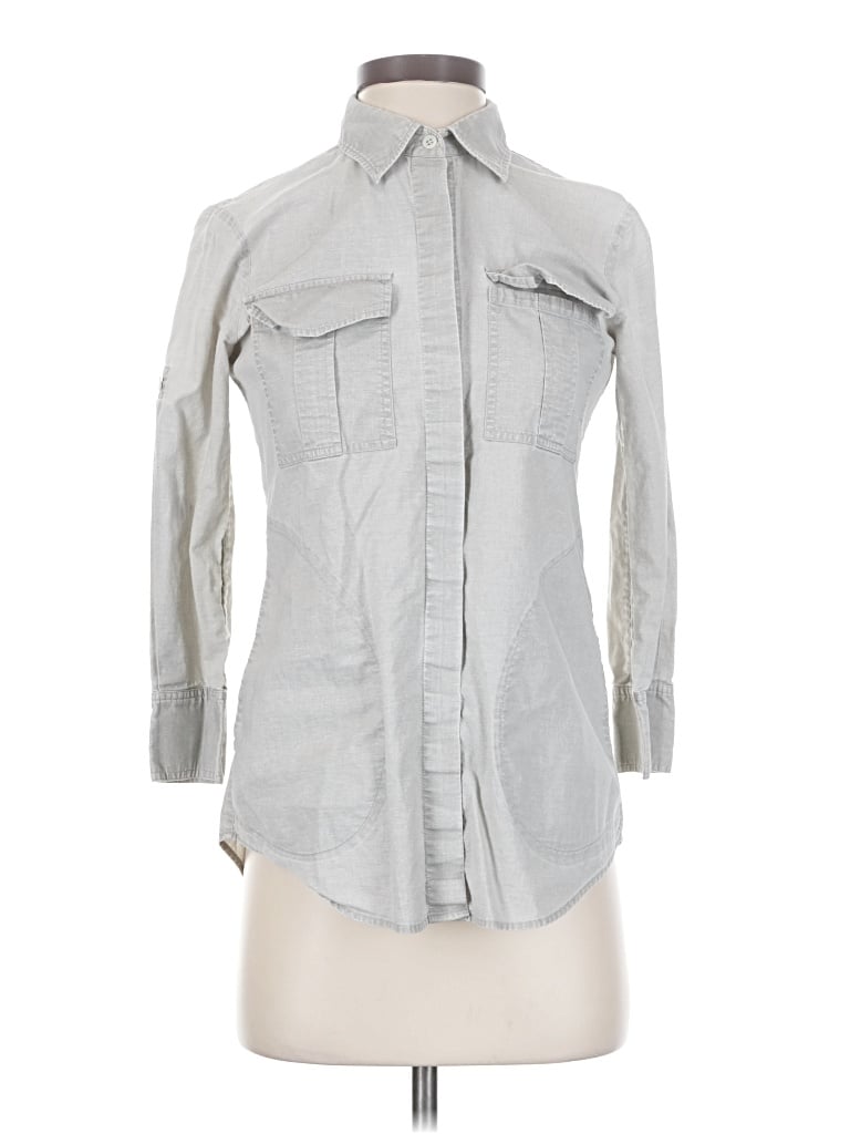 Pre-owned Theory Long Sleeve Polo Shirt In Gray