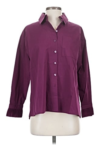 Attitudes by Renee 3/4 Sleeve Button-Down Shirt (view 1)