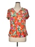 Juniper + Lime Floral Orange Short Sleeve T-Shirt Size XL (petite) - photo 1