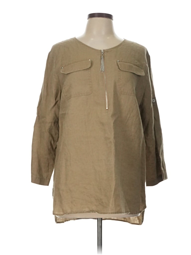 Pre-owned Ellen Tracy 3/4 Sleeve Blouse In Brown