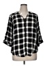 Torrid Plaid Black 3/4 Sleeve Button-Down Shirt Size 1X Plus (1) - photo 1