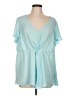 Torrid 100% Polyester Teal Short Sleeve Blouse Size 1X Plus (1) - photo 1