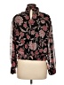 Ann Taylor 100% Polyester Floral Black Long Sleeve Blouse Size M - photo 2