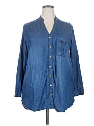 Just Fab 3/4 Sleeve Button-Down Shirt (view 1)