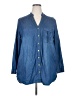 Just Fab Blue 3/4 Sleeve Button-Down Shirt Size 2X - photo 1