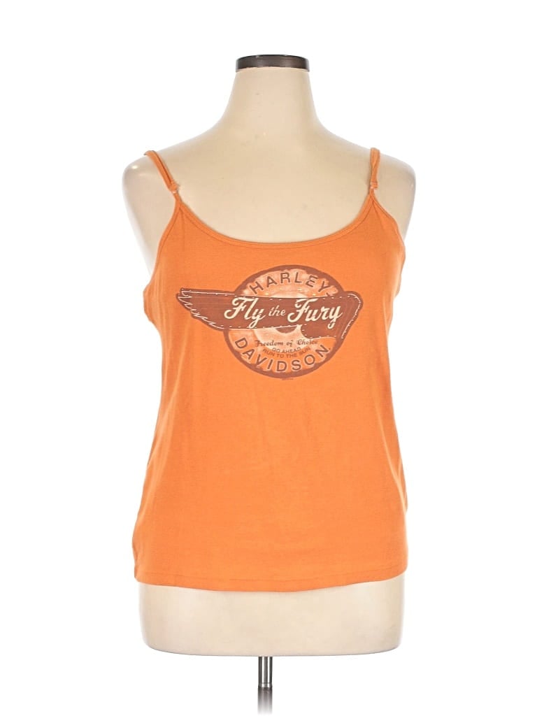 Pre-owned Harley Davidson Tank Top Orange Strapless Neckline Tops