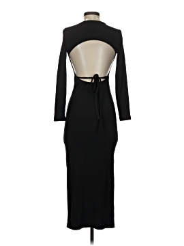 navy blue dress for baby girl Black Double Layer Slinky Scoop Neck Open Back Dress main image 1