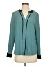 Unbranded 100% Polyester Color Block Teal Long Sleeve Blouse Size S - photo 1