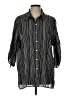 Liz Claiborne Stripes Black 3/4 Sleeve Button-Down Shirt Size L (estimated) - photo 1