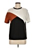 Shein Color Block Brown Short Sleeve Top Size 4 - photo 1