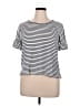 Max Studio Stripes White Short Sleeve T-Shirt Size XL - photo 1
