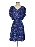 Express 100% Polyester Print Blue Casual Dress Size S - photo 1