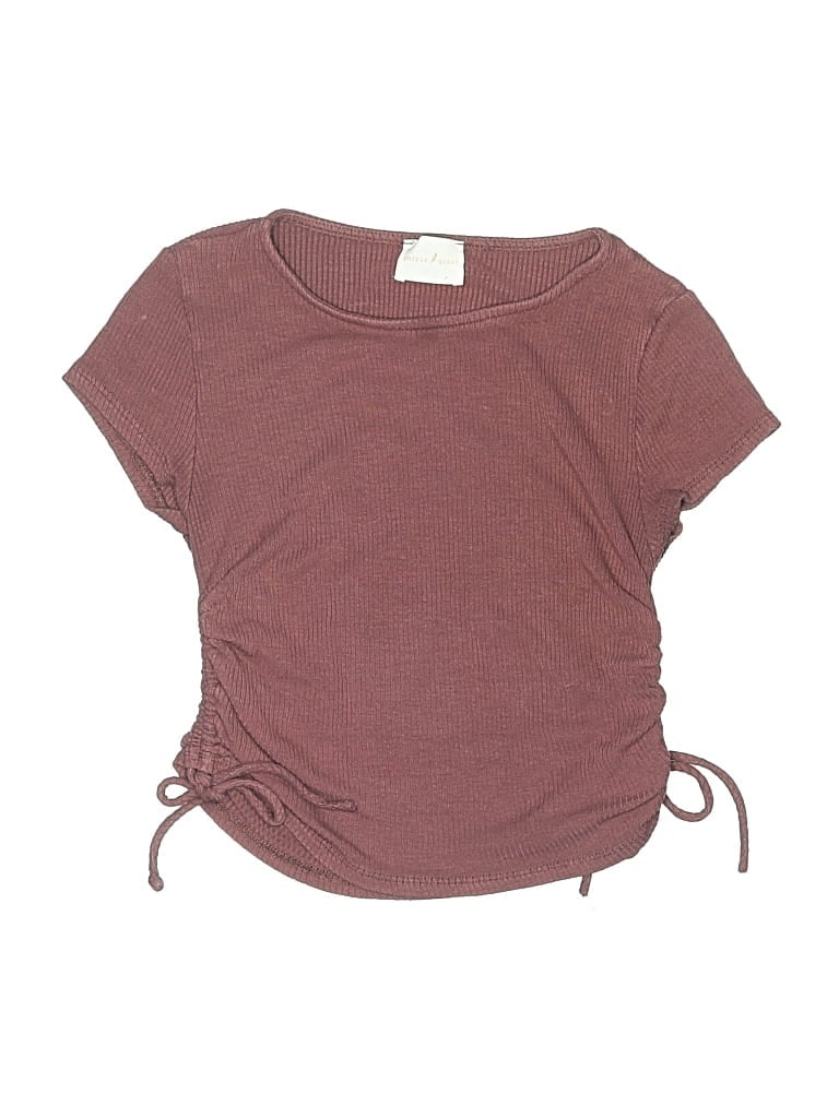 Pre-owned Assorted Brands Kids' Short Sleeve Top Burgundy Solid Pattern Boatneck Tops