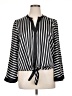 Halogen 100% Polyester Stripes Black Long Sleeve Blouse Size XL - photo 1