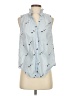 Ann Taylor 100% Cotton Stars Blue Sleeveless Button-Down Shirt Size XS - photo 1