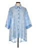 Unbranded Blue 3/4 Sleeve Button-Down Shirt Size L - photo 1