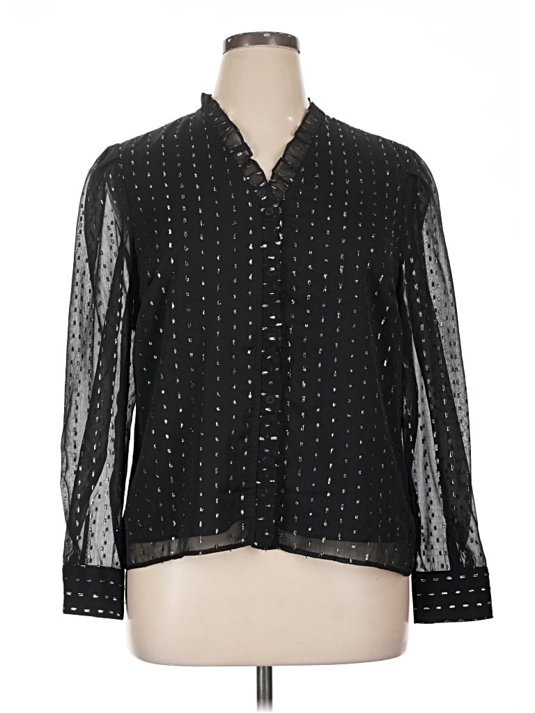 Pre-owned Cece Long Sleeve Blouse In Black