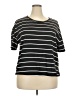 Unbranded 100% Polyester Stripes Black Short Sleeve T-Shirt Size 2X - photo 1