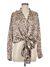 Akira 100% Polyester Animal Print Brown Tan Long Sleeve Blouse Size M - photo 1