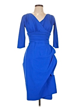 sachin and babi light blue dress Chiara Boni Robe Ellia Draped V-Neck Cocktail Dress main image 1