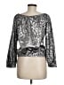 CeCe Metallic Silver Long Sleeve Blouse Size M - photo 2