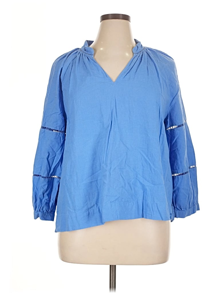 Pre-owned Ann Taylor Loft 3/4 Sleeve Blouse In Blue