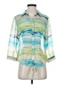 Chico's Color Block Blue 3/4 Sleeve Button-Down Shirt Size Sm (0) - photo 1