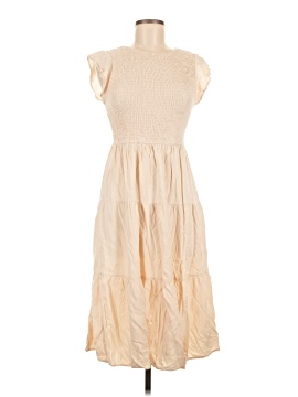 cap sleeve white midi dress Clydie White Floral Cap Sleeve Midi Dress - US 10