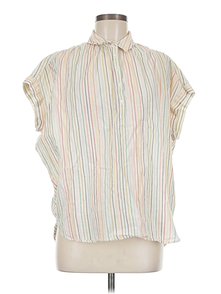 Pre-owned Madewell Short Sleeve Blouse In White