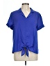 Investments 100% Polyester Blue Short Sleeve Blouse Size L (petite) - photo 1
