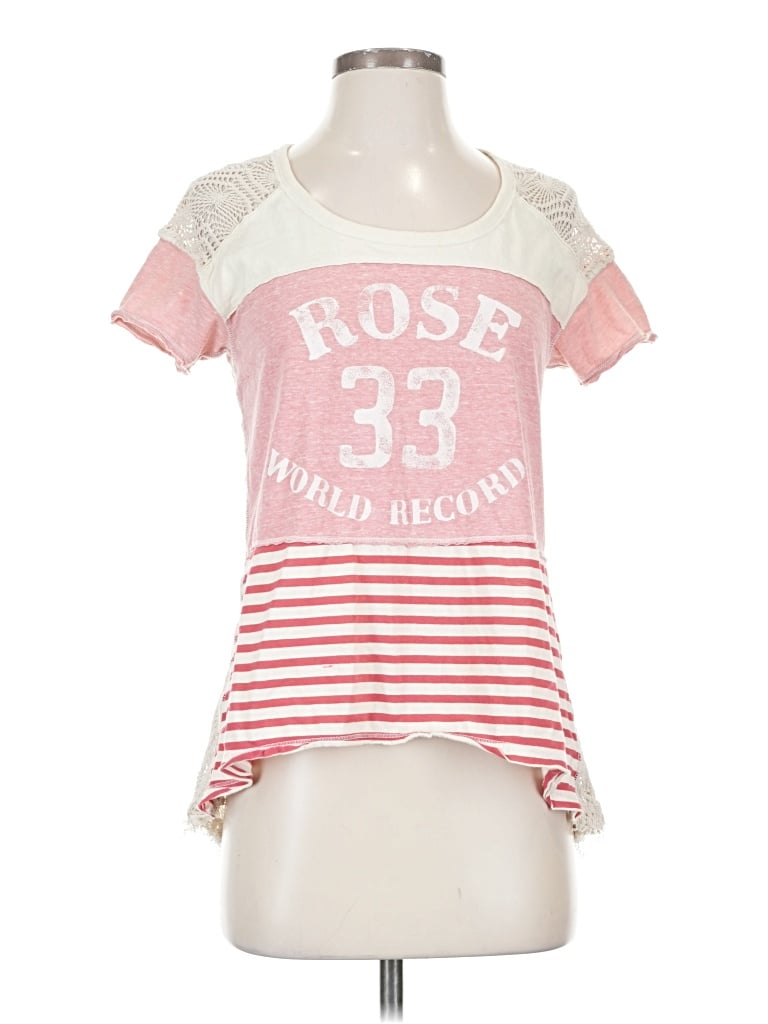 Pre-owned We The Free Short Sleeve Top Pink Scoop Neck Tops