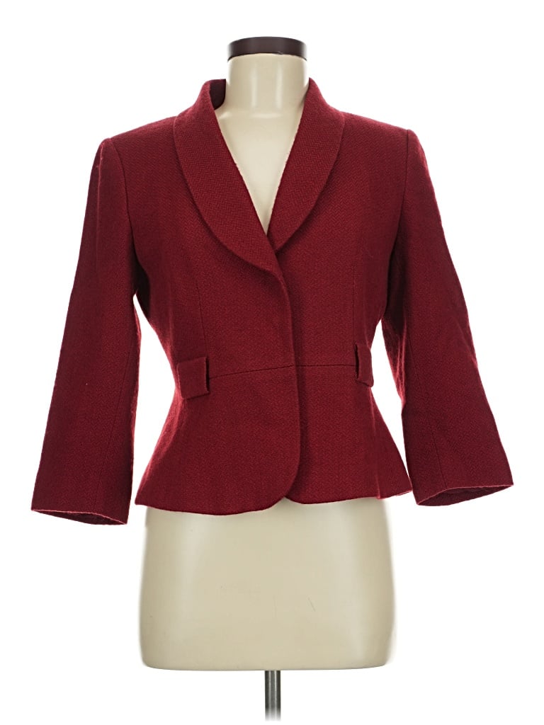 Pre-owned Tahari By Asl Wool Blazer Jacket In Burgundy