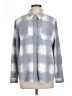 32 Degrees Checkered-gingham Silver Long Sleeve Blouse Size L - photo 1