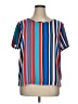 dalia 100% Polyester Stripes Blue Short Sleeve Blouse Size XL - photo 1