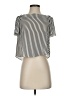 Bar III Stripes Silver Short Sleeve Blouse Size XXS - photo 1